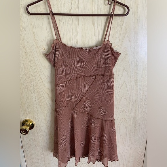 Urban Outfitters Moxie Mesh Mini Slip Dress Neutral Sz XS - Picture 2 of 13